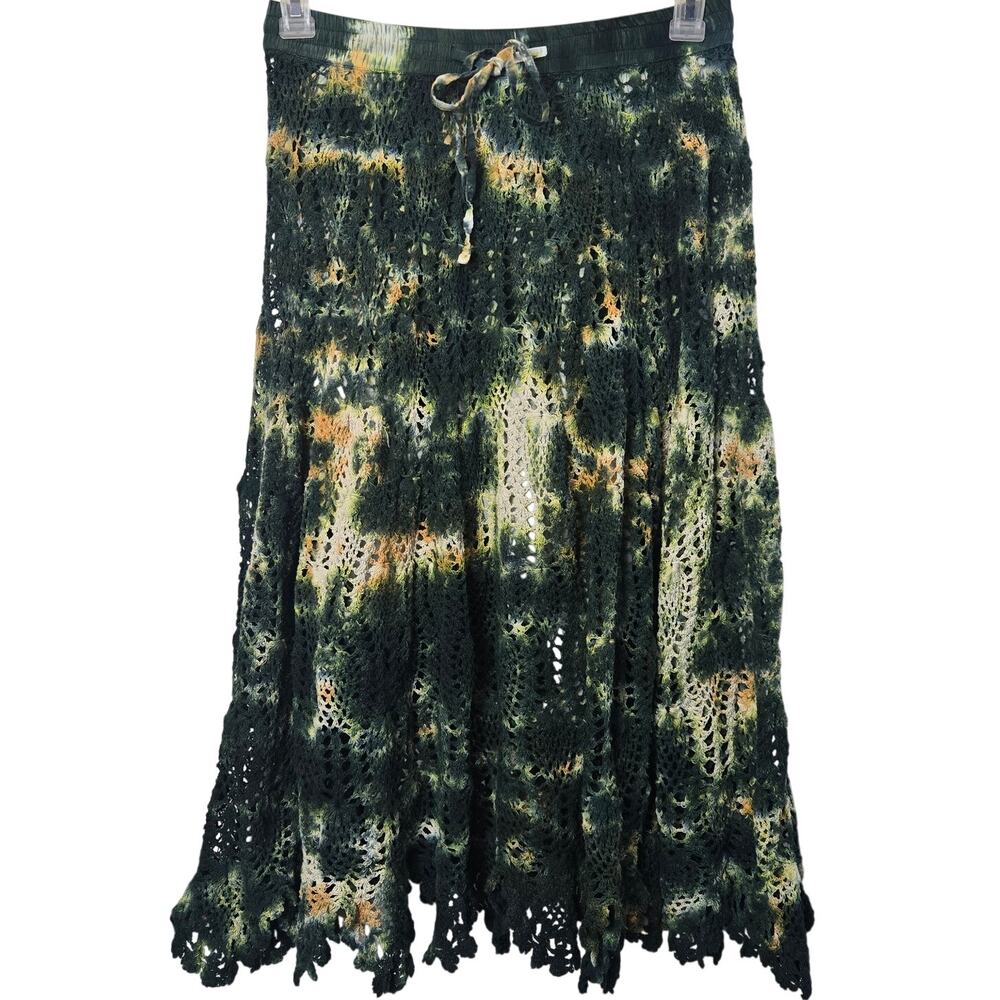 Earthbound Trading Co. crochet midi skirt sz M festival tie dye boho